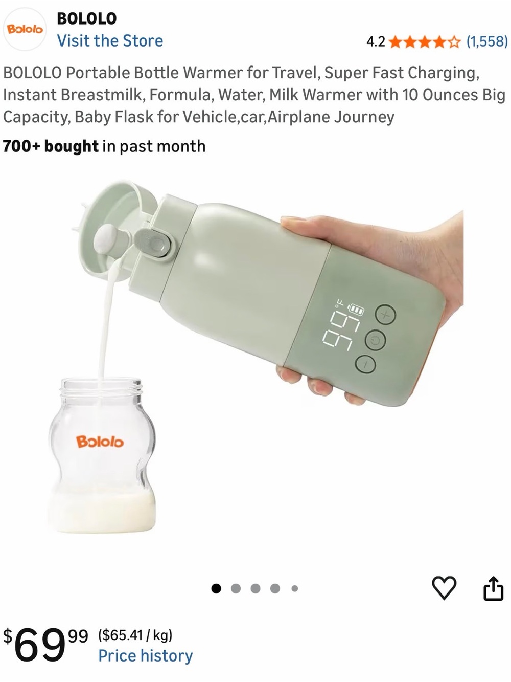 Bololo Portable Baby Bottle Warmer - Sage Green